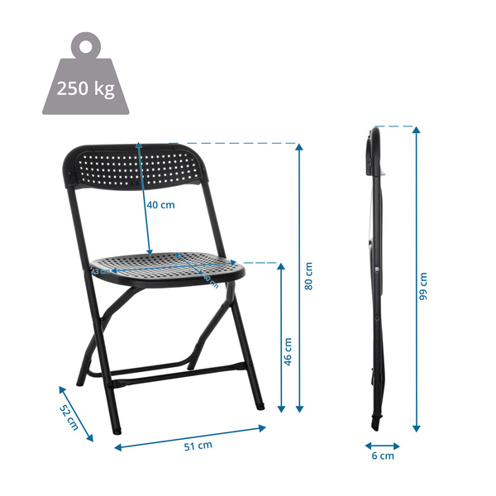 Besucherstuhl / Klappstuhl TUDELA XXL PRO Kunststoff schwarz hjh OFFICE